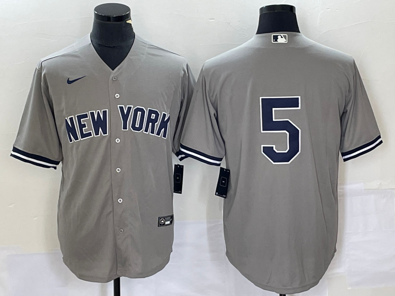 Men's New York Yankees Joe DiMaggio #5 Gray Name Jersey